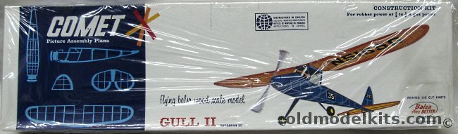 Comet Gull by Carl Goldberg - 30 inch Wingspan Wakefield-Style Flying Model, 3903 plastic model kit